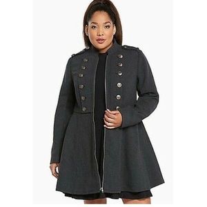 Torrid Long Military Coat - Charcoal Size 3